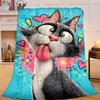 1PC Black Cat In Sunflower Town Flannel Blanket Gift, Suitable for Both Men And Women, Soft Ideal for Beds And Sofa, Birthday Or Christmas Gift