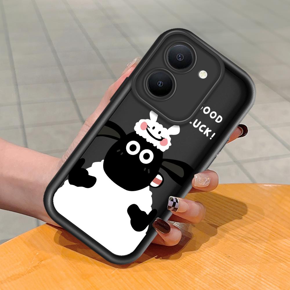 Soft Silicone Square Ladder Printing Pattern Phone Casing Full Cover Camera Shockproof Protection Rubber Case for Vivo