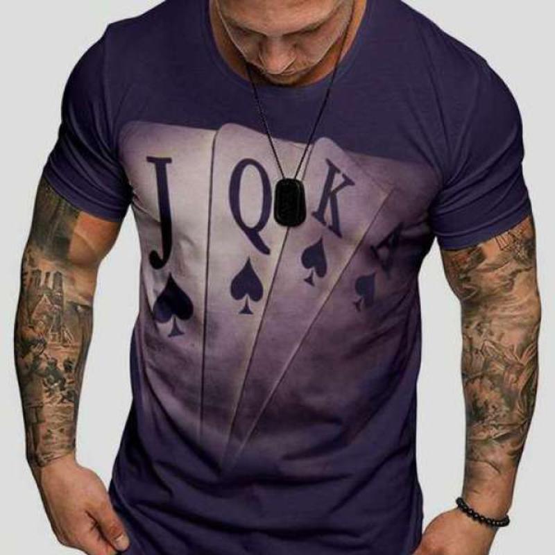Tricou pentru bărbați la modă Poker JQK Tricou 3d Tricou supradimensionat Streetwear Casual mânecă scurtă Îmbrăcăminte bărbătească de vară Topuri pentru petrecere Tricouri