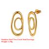 Effie Queen Stainless Steel 18k Gold Two Circle Hoop Earrings Simple Jewelry for Women Wedding Party Accessory for Ear STKE13