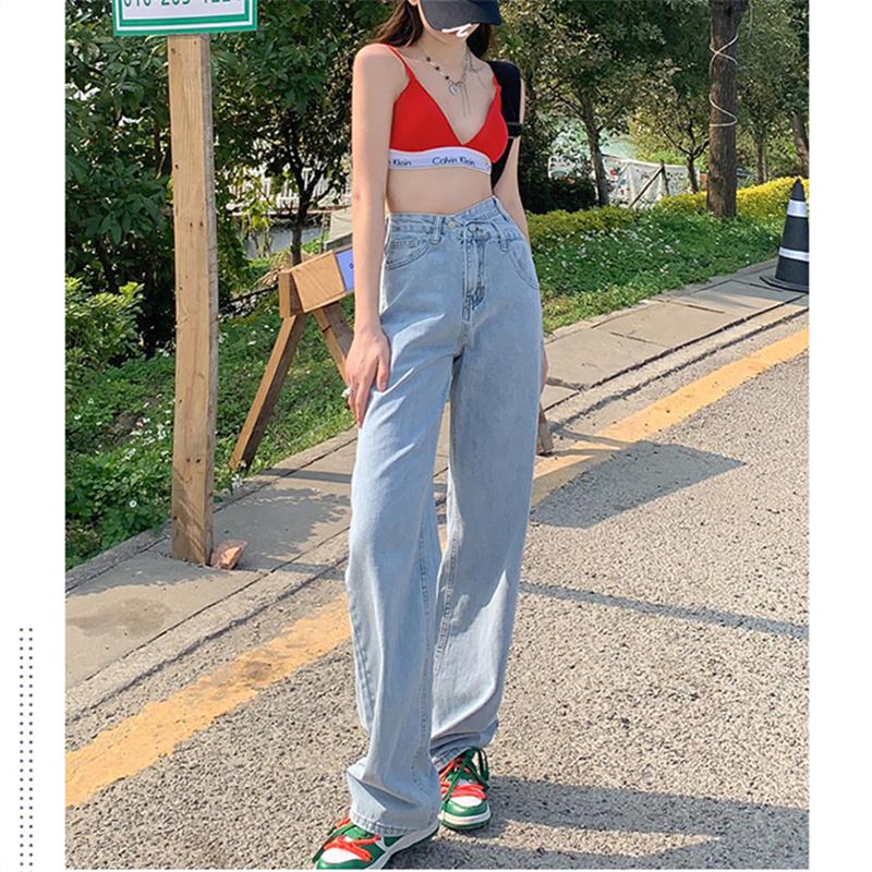 High Street Style All-Match Wide-Leg Pants Jeans Spring Autumn Korean Ins High Waist Loose Jeans Women's Straight Thin Drape