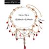 Gothic Necklace Geometric Red Gemstone Pendant With Multilayer Design For Women