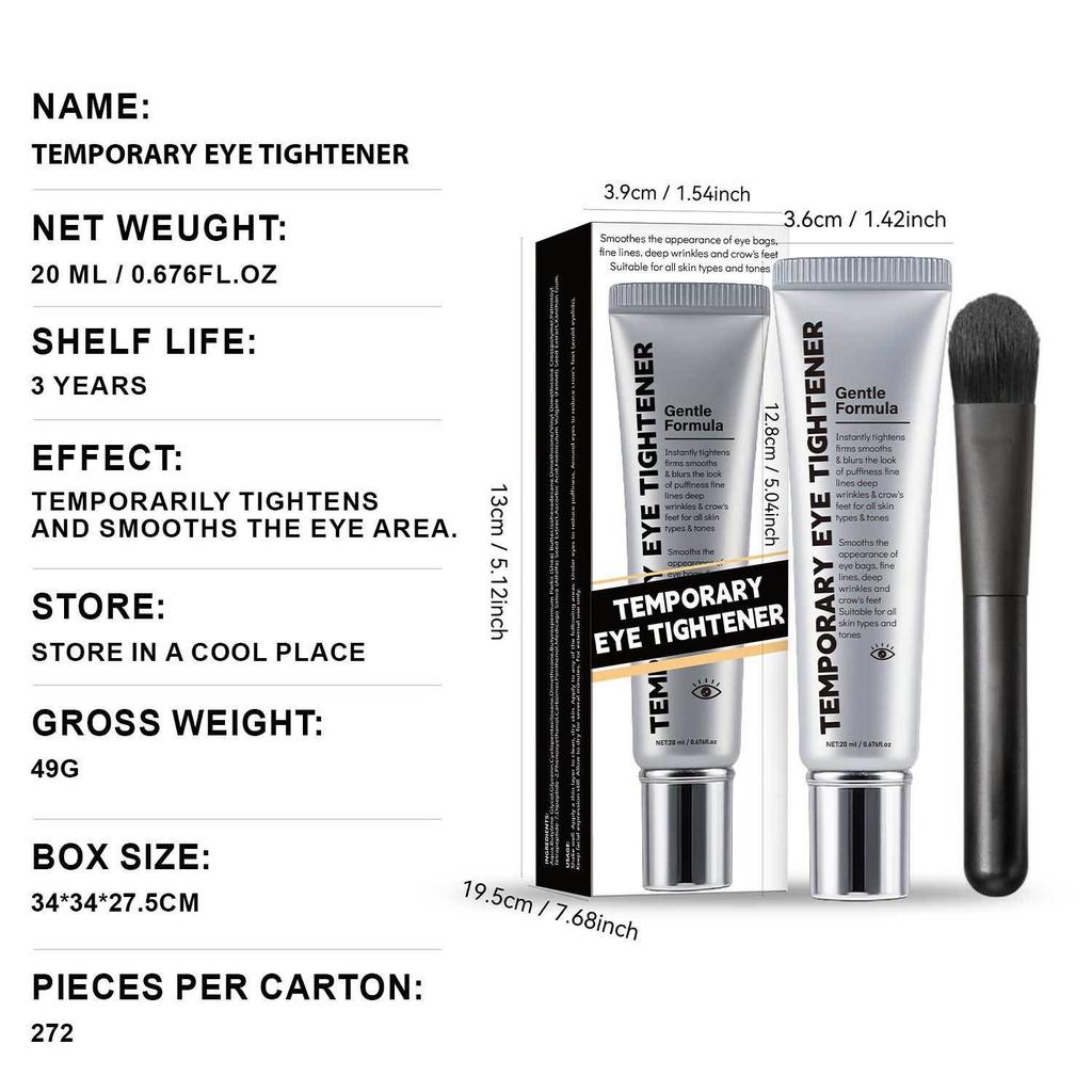 Crème raffermissante pour les yeux à action rapide transfrontalière 20g avec brosse de massage, Réduit les cernes et les ridules