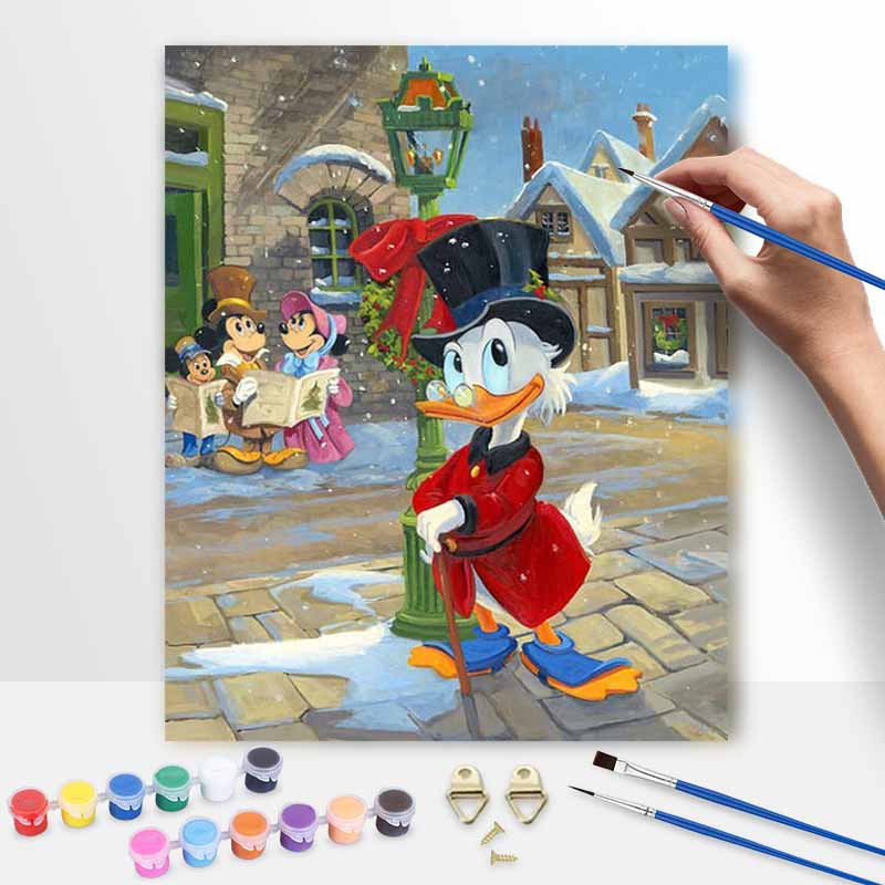 Disney Scrooge McDuck Christmas winter oil painting handmade painting kit diy home room decoration gift 20x30cm
