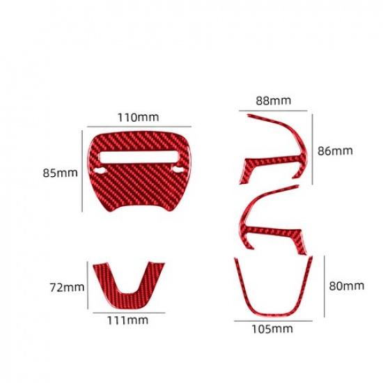 5pcs Red Carbon Fiber Car Steering Wheel Decoration Cover For Charger 2015-