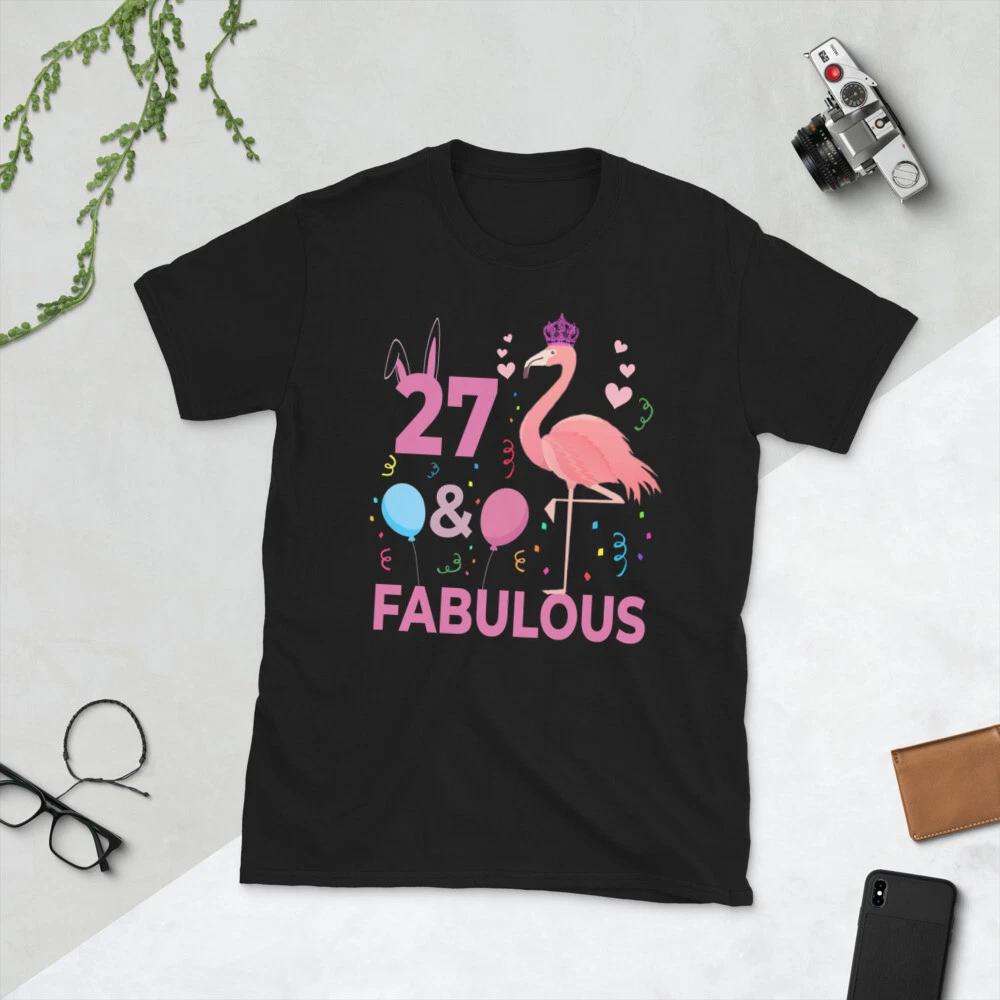 Womens Flamingo 27th Birthday for Women 27 Years Old 27th Birthday T-Shirt S