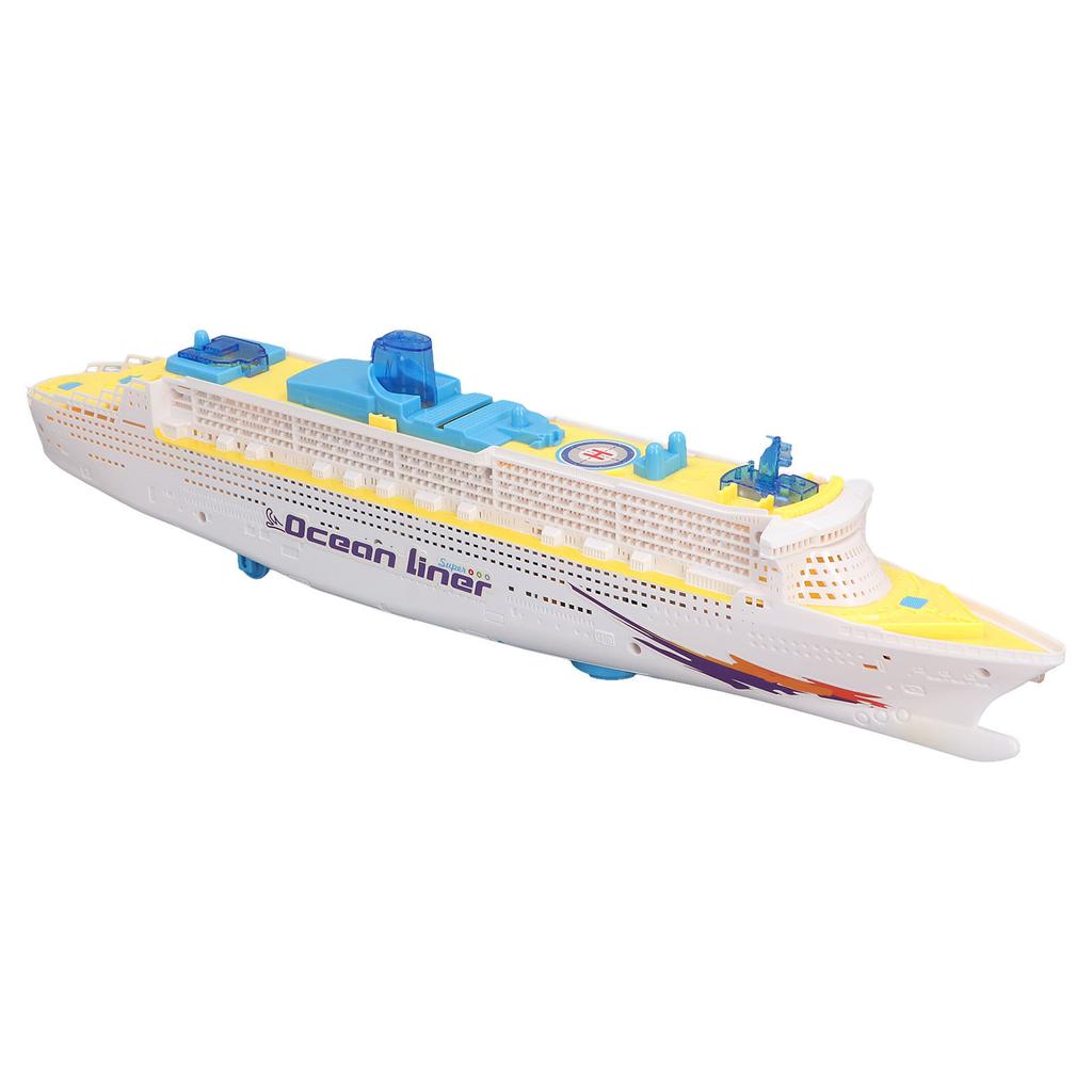 Kids Cruise Ship Model Sound Effects LED Light Universal Rotation Ocean Liner Boat Toy for Boys