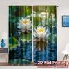 2pcs, 2D FLAT PRINTING Curtains (Without Rod) Lotus Glow Modern Modern Curtains Versatile Fabric Curtains Versatile All Ldeal