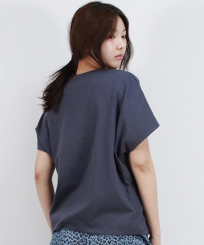 Deumakeu Standard Fit Solid French T-Shirt Navy
