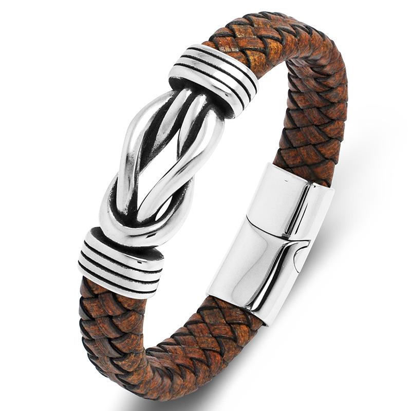 Unisex Infinity Word 8 Leather Bracelet With Stainless Steel Beads Fashion Jewelry for Mens-for Party Wedding or Gift