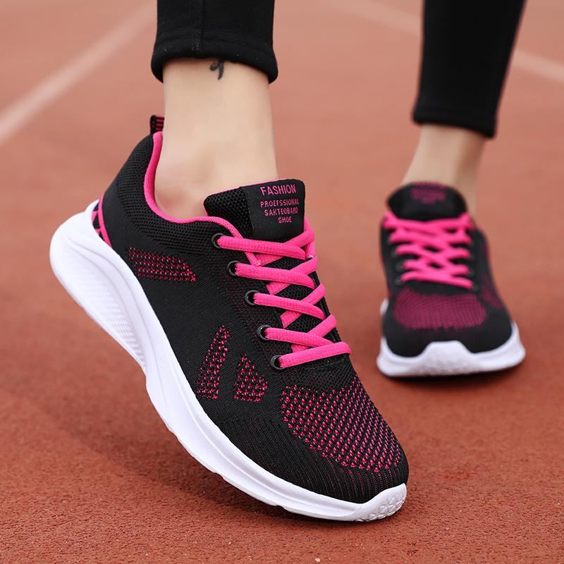Women's Flying Woven Running Shoes Spring and Summer Low Cut Lightweight Breathable Mesh Casual Sports Shoes