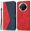 For Honor X9c 5G Case Color Splicing Wallet Stand Leather Phone Cover with Wrist Strap