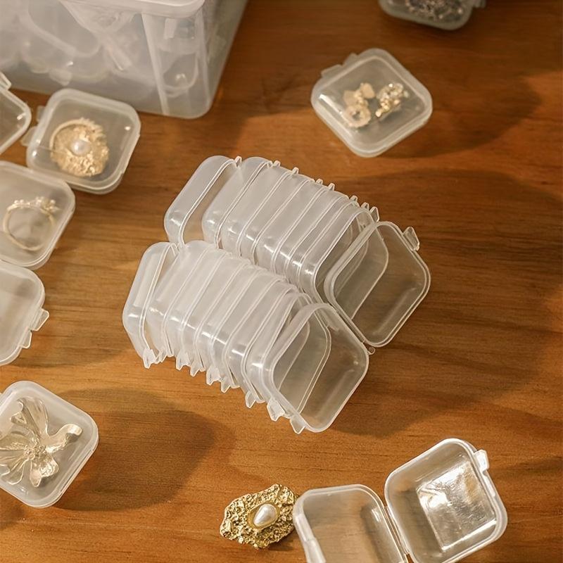 Transparent Plastic Mini Square Storage Box Covers Small Case for Pill Jewelry Earrings Dustproof Storage Pack Boxes
