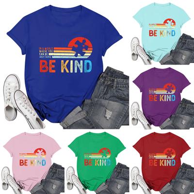 Women's Casual Printed T-Shirt Round Neck Pullover Short Sleeve Top