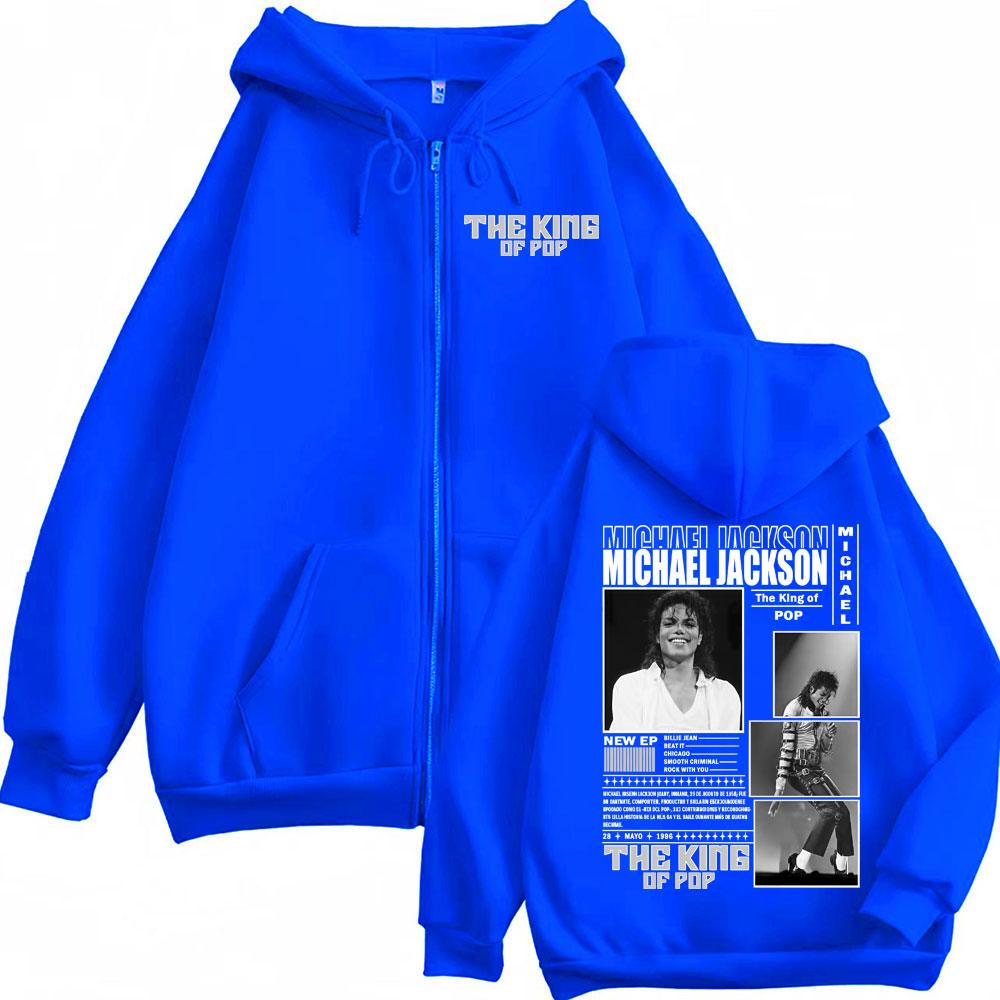 King of Pop Michael Jackson Bad Era Zipper Hoodies Men Women Fashion Hip Hop Jacket Sweatshirt Cozy Long Sleeve Zip Up Pullovers