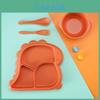 Cartoon Dinosaur Three Compartments Dinner Plate Spoon Fork Bowl Cutlery Set For Kids