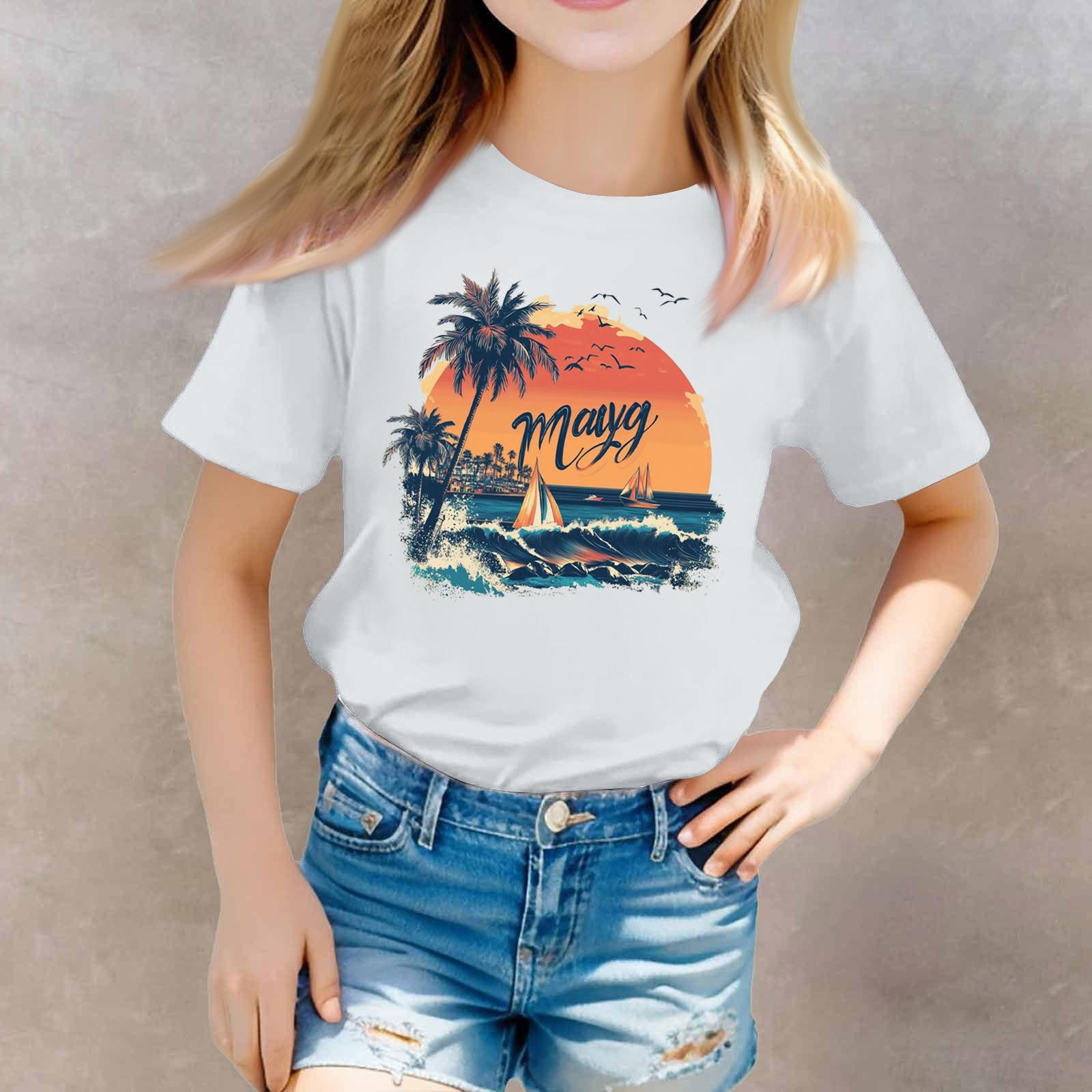 

Футболка с короткими рукавами и круглым вырезом для девочек в стиле кэжуал 160 белый