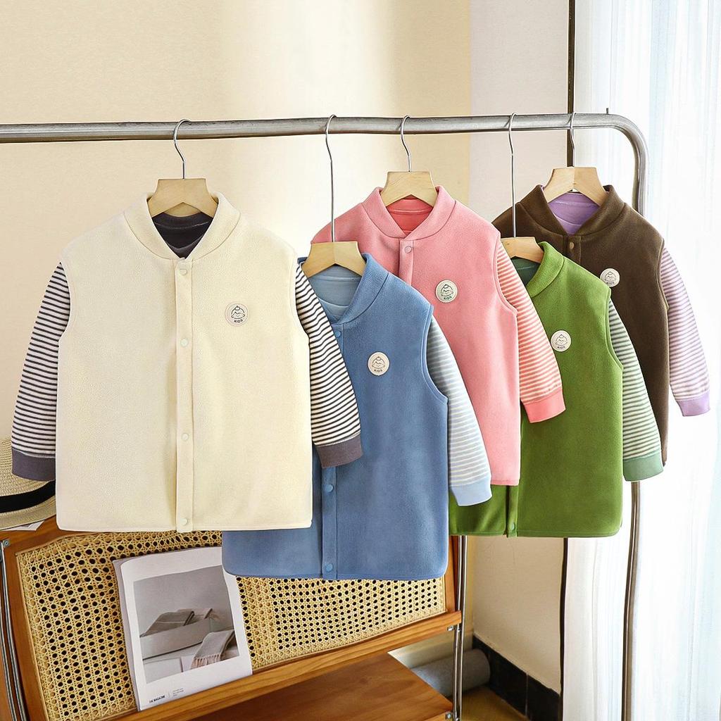 AINI Kids' Orlon Fleece Vest - Warm, Sleeveless, Stand-up Collar for Boys and Girls, Ideal for Spring and Autumn.