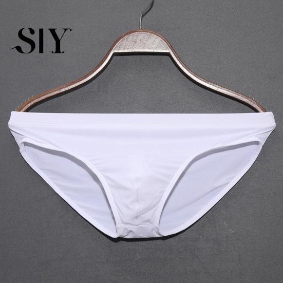 High Elasticity Men Briefs Low-rise Slim Fit Underwear Solid Comfortable Color Ice Silk Transparent Panties Summer Ultra-thin Lightweight