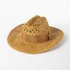 2023 New Fashion Casual Hollowed Out Hand Braided Bow Webbing Cowboy Straw Hat Outdoor Travel Sun Protection Sunshade Straw Hat