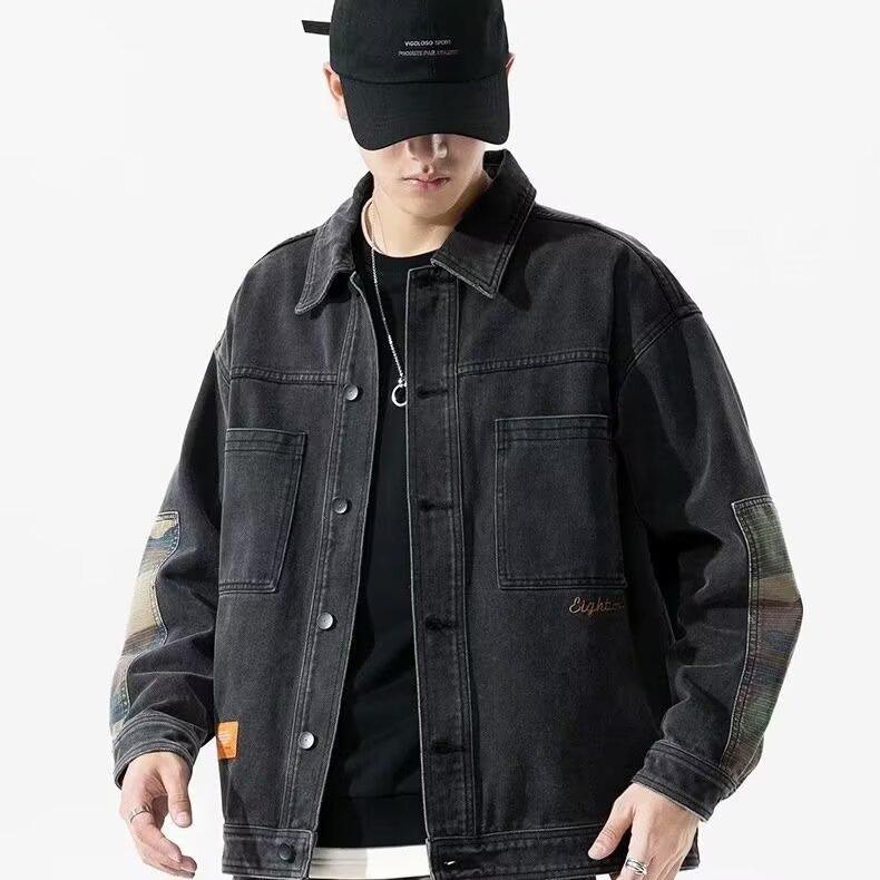 

Autumn Men s Casual Lapel Loose Denim Jacket - Trendy and Fashionable Outerwear M сірий колір