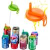 1pcs Soda Can Lid and Silicone Straw Soda Can Lid Reusable Suitable for Canned Beverages Beer Juice 1pcs with Straws