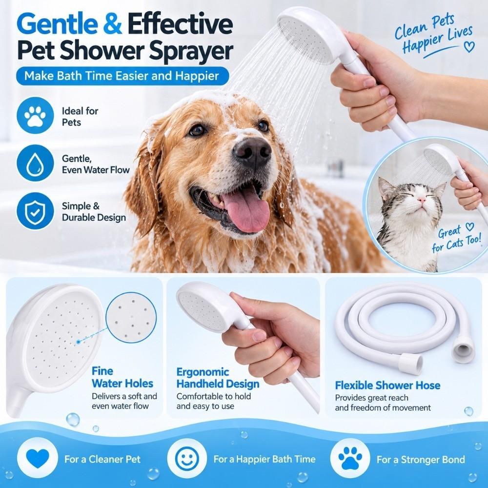 PVC Hose Pet Shower Head Push-On Design Faucet Attachment Durable Pet Shower Spray For Pet Bathing