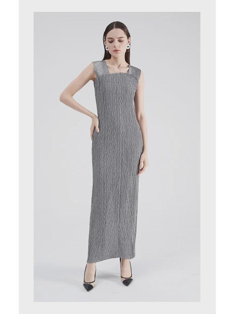 2025 Spring Women's Slim Evening Two-Piece Pleated Dress Set