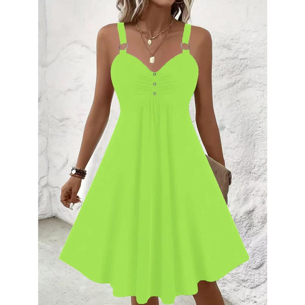 Women's Plus Size Sweetheart Neck Sleeveless A-Line Midi Dress with Ruched Detail