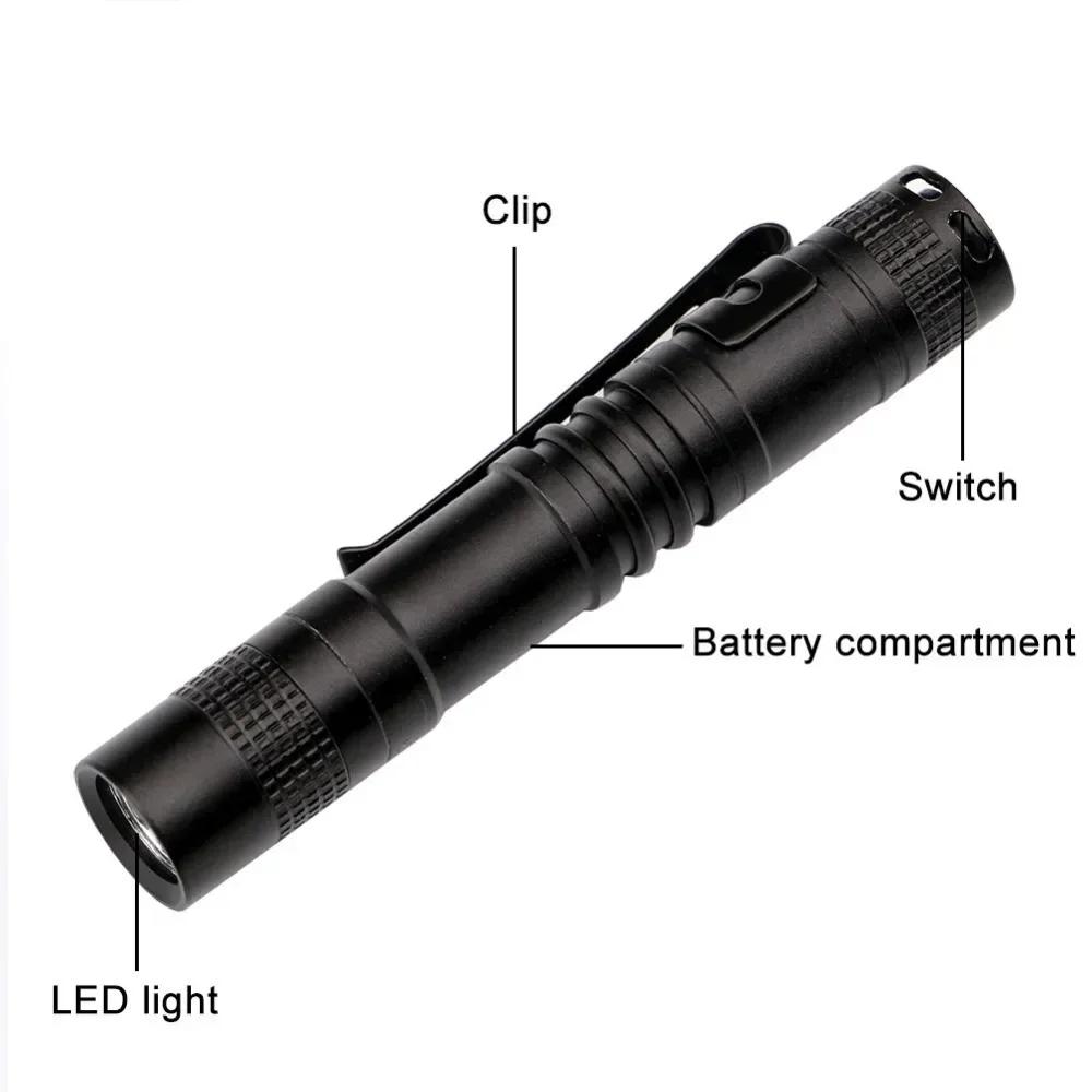 Portable Pen Light Mini LED Flashlight Small Torch Pocket Emergency Lights Pen Flashlights Handlight Use AAA Batteries