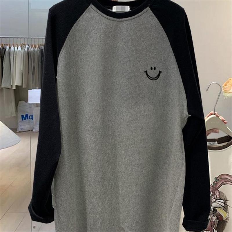 

Женские брюки-шарк с цветными блоками, пара, повседневный топ средней длины с начесом и длинными рукавами, утолщенный, для осени/зимы XL (around 125-145 jin)