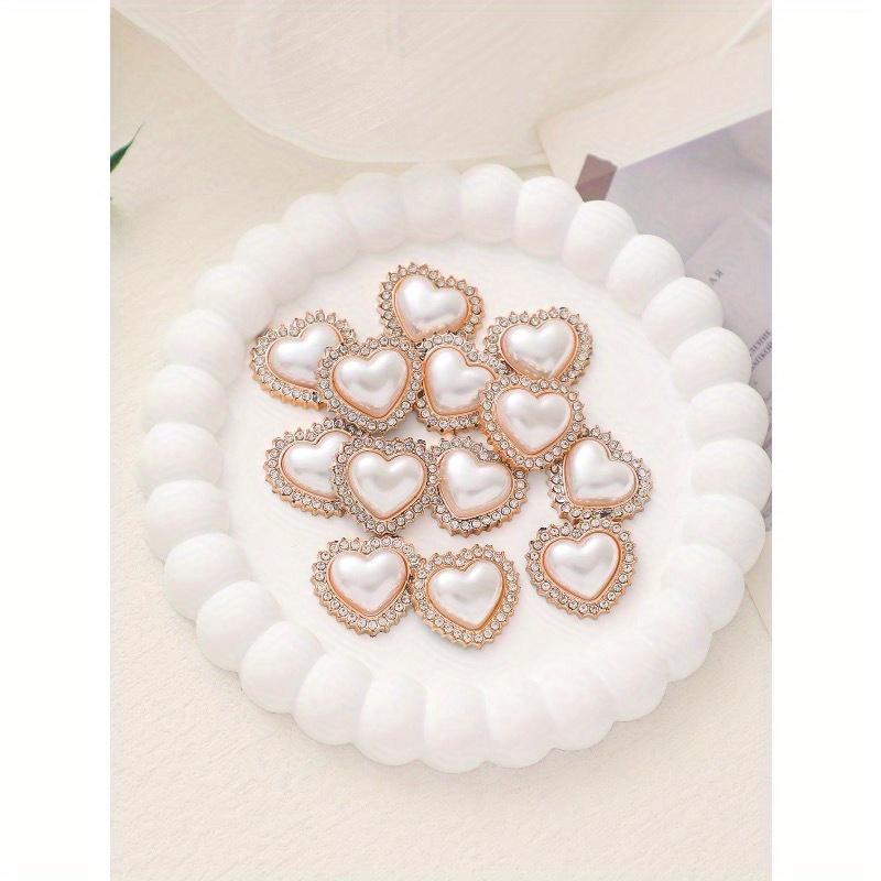 Heart-Shaped Rhinestone & Faux Pearl Decor Home Clothing Accessories DIY Jewelry Making Supplies
