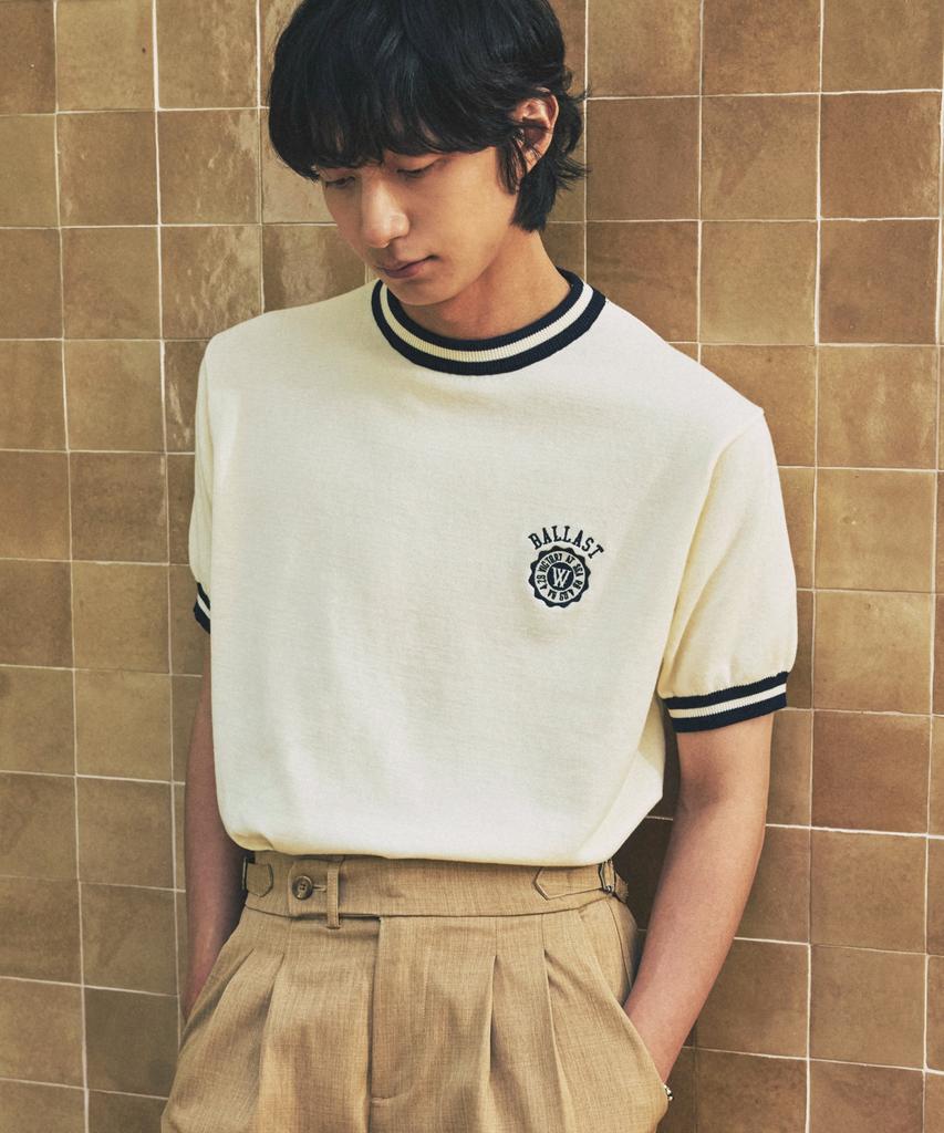 KND Ballast Athletic Ringer Tee Knit Cream