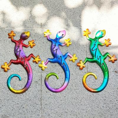 3Pcs Colourful Metal Wall Art Hanging Gecko Lizard Deisgn Choice Ornament