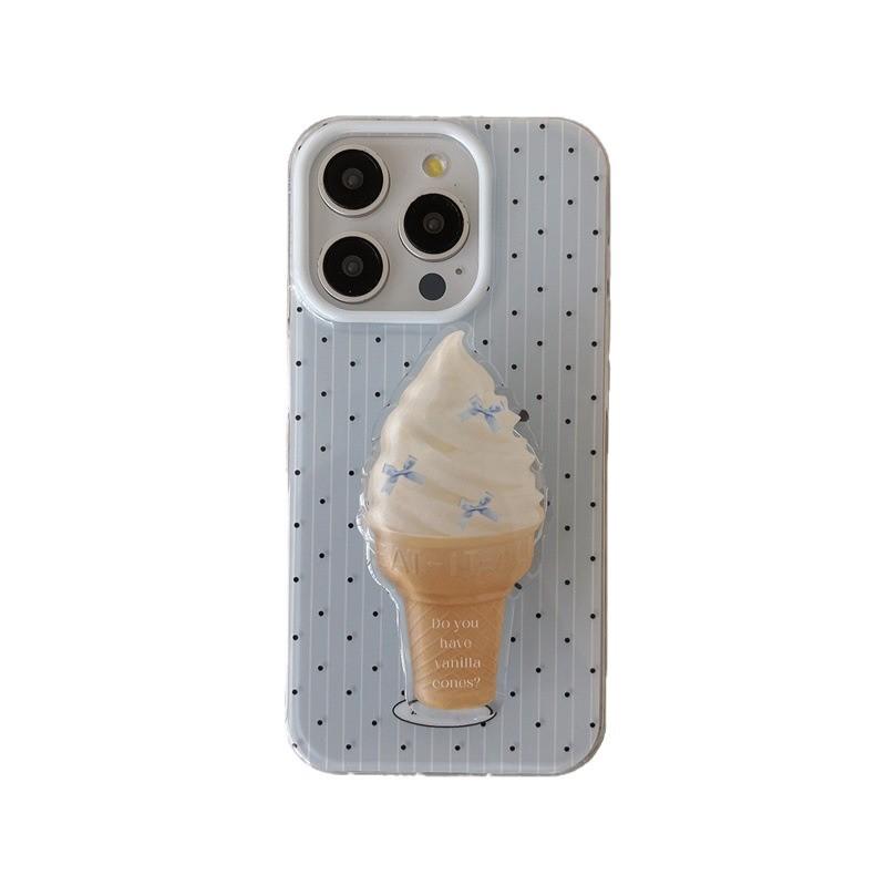 Blue Striped Ice Cream Holder Case for iPhone 15 Pro Max, 14/13/12 - Fresh & Cute