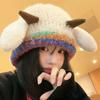 Cute lamb ears plush hat women's winter new season warm ear protection wool hat knitted winter hat