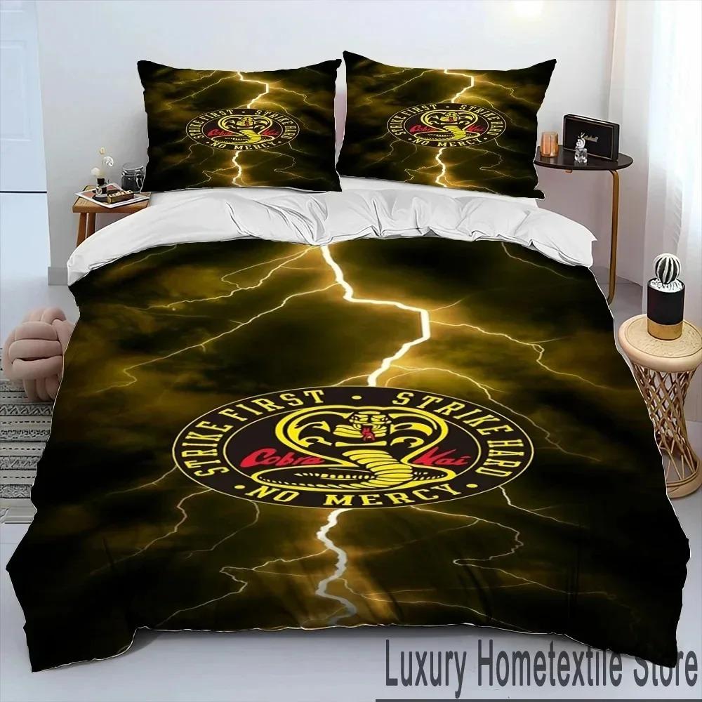 3D Cobra Kai Amanda TV Karate Bettdecken-Set, Bettbezug, Bettset, Steppdecke, Kissenbezug, King-Queen-Size-Bettwäsche-Set für Kinder