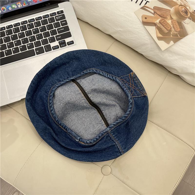 Hat Women's Year New Big Head Circumference Show Face Small Cowboy Beret Women's Summer Round Face Retro Octagonal Hat