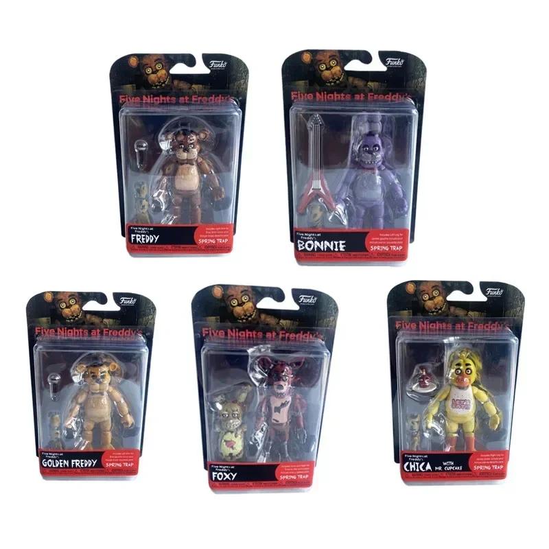 14cm Movable FNAF Action Figures Nightmare Freddy Bonnie Foxy Chica Blacklight Freddy Frostbe Model Collection Toys
