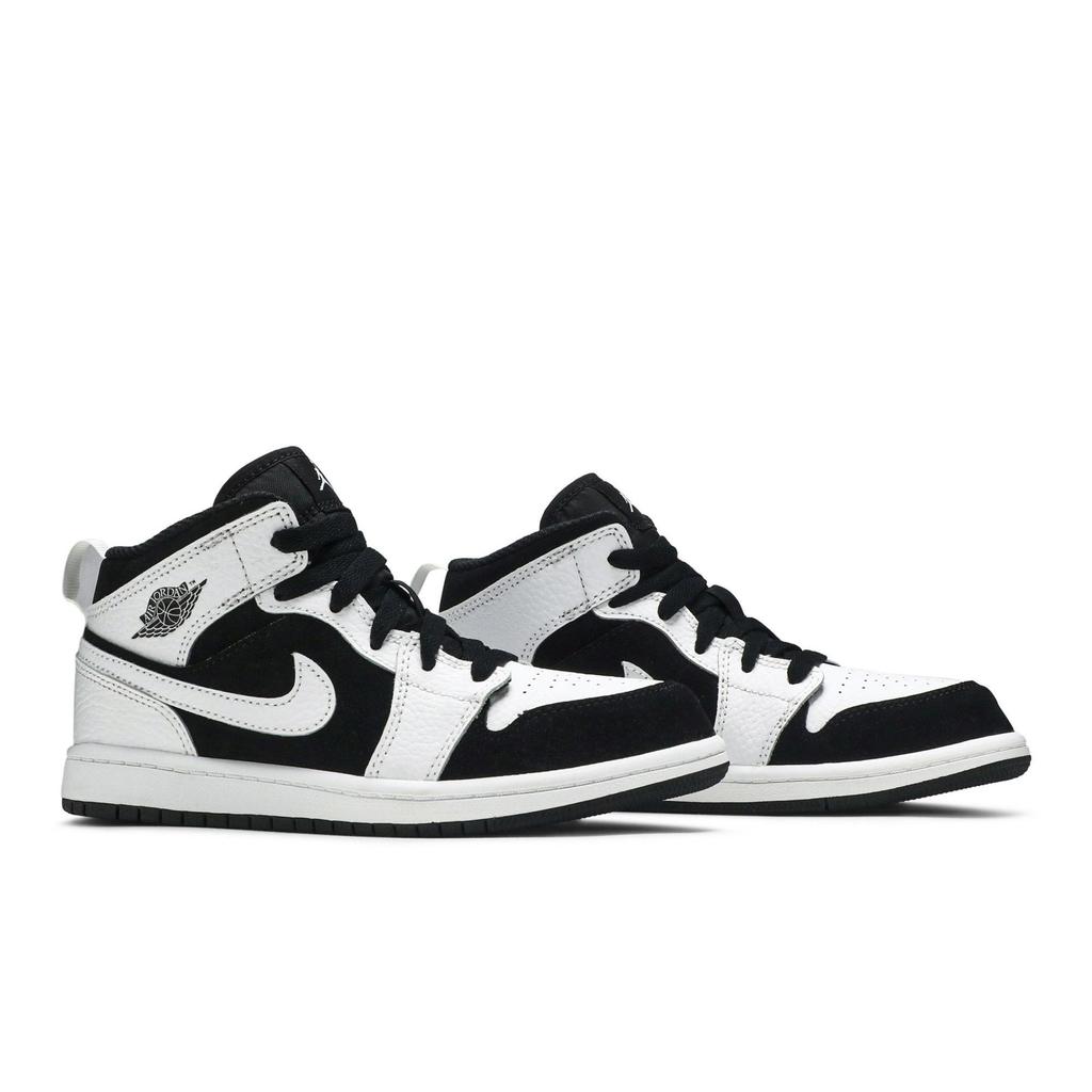 Air Jordan 1 Mid PreSchool 'Tuxedo' (Unisex) White / Black-White Kids' Basketball Shoes 640734 113