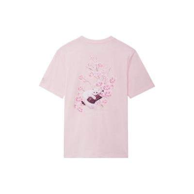 Li Ning SS22 Sakura Series Solid Color Round Neck Casual Short Sleeve T-Shirt Unisex Tops Light-Pink AHSS917-2