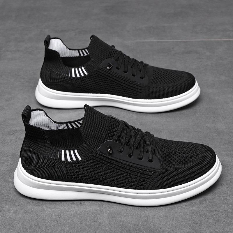 Board Shoes Men's New Flying Woven Surface Soft Sole Comfortable Casual Shoes Trend Light Fashion Men's Shoes