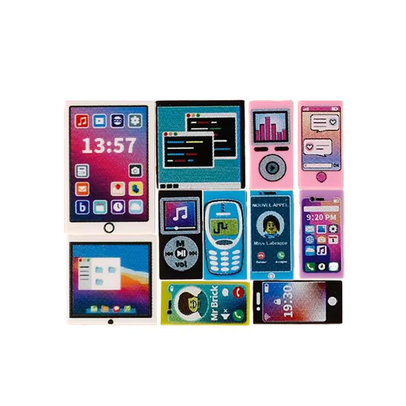 MOC City Building Block Figures Accessory TV Game Console Computer Screen Control Center Easel Oil Printing Bricks DIY Kids Toys