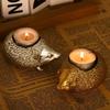 Resin Hedgehog Candle Holder Animal Statue Candlestick Decor Ornament for Home Office Wedding Party Desktop Decoration Art Craft