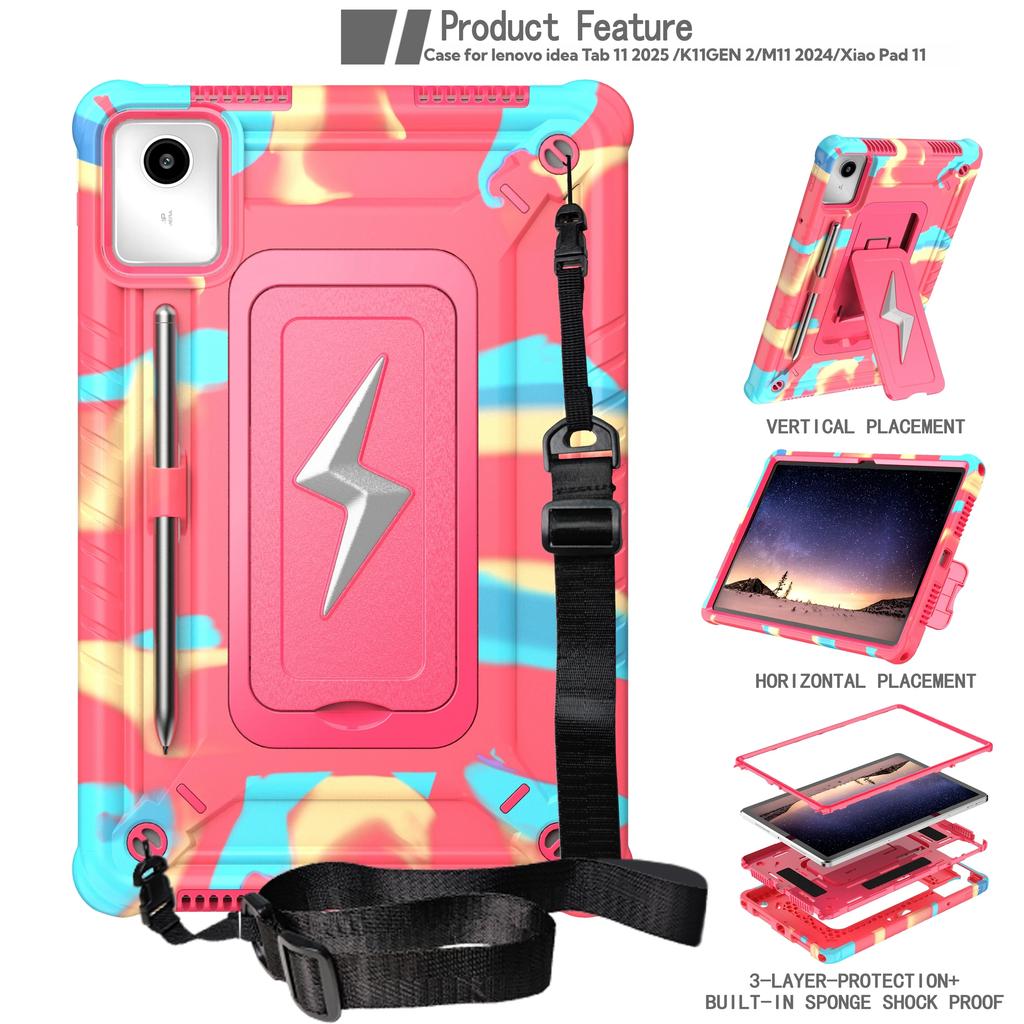 Heavy Duty Case for Lenovo Tab Idea 11 inch TB336ZU TB336FU M11 TB331FC TB330FU Xiaoxin Pad 11 Tablet Cover with Strap