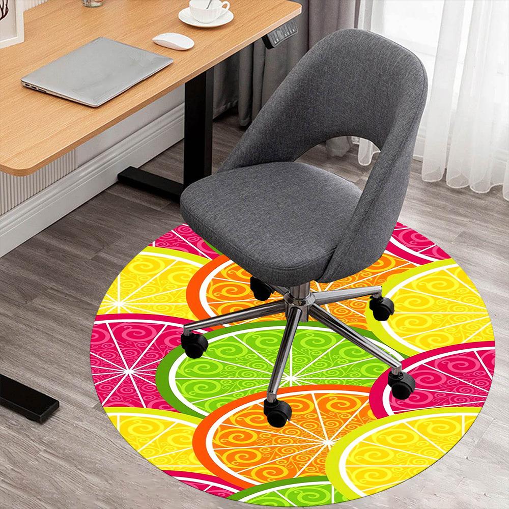 

1pc Citrus fruits, Swirl patterns Round Chair mat Area Rug - Non-Slip, Floor Mat for Office, Bedroom, and Indoor Decor -1002202 80cm by 80cm