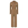 Womens Button Coverall Casual Solid Color Turn Down Collar Long Sleeve Jumpsuit Work Travel Holiday Style