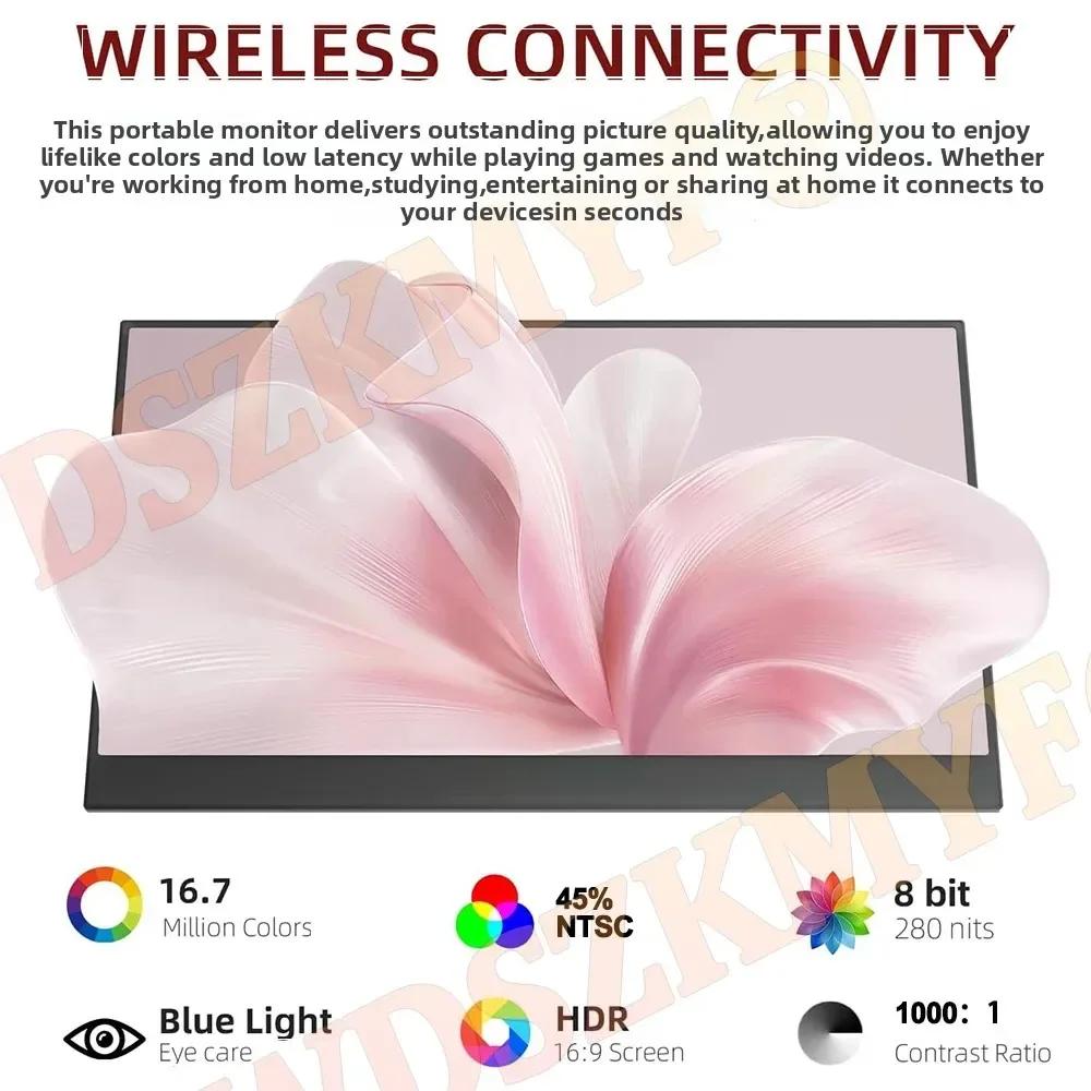 NEW 15.6” Wireless Portable FHD 1080P 16:9 IPS Panel Secondary Display Computer Monitor Type-C HDMI For Xbox Switch Laptop