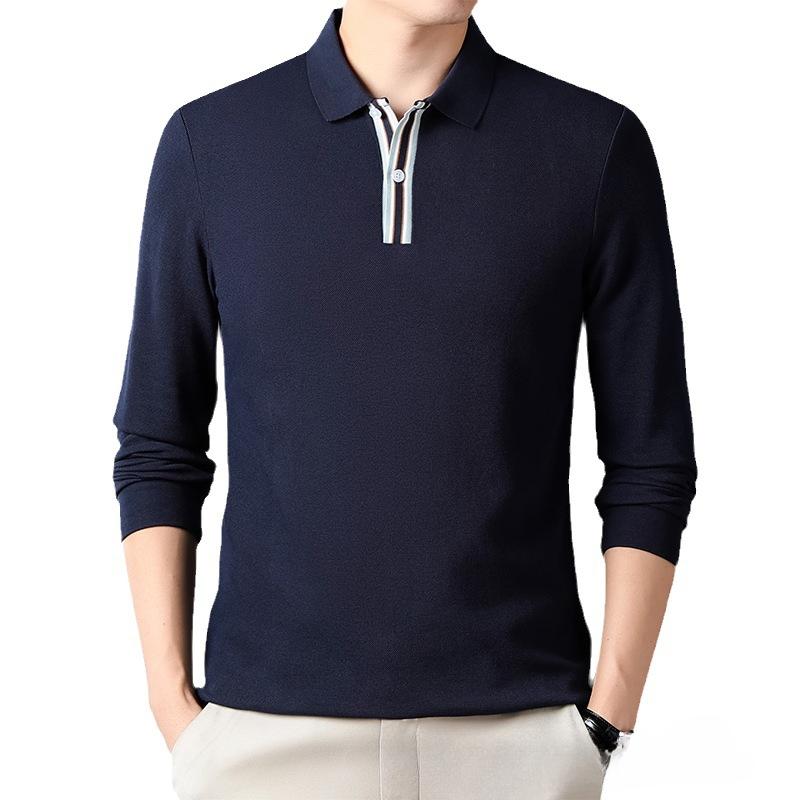 

Мужская футболка с длинным рукавом Весна Новинка Топ Лацкан Мужская рубашка ПОЛО Мужская свободная повседневная базовая рубашка для мужчин среднего возраста XXXL