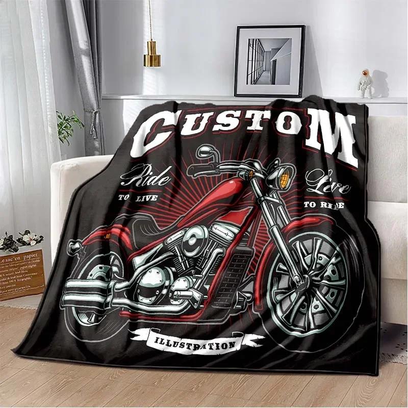 3D retro motorcycle  area Printing Blanket,Fashion Soft Cozy Living room Bedroom Sofa Bed Travel Blanket Birthday Gift
